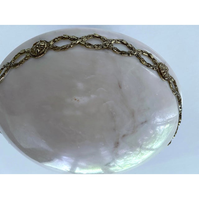 French Art Deco Alabaster and Bronze Pendant Light, 1930s For Sale - Image 14 of 18