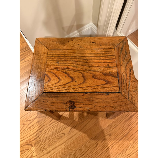 Antique Chinese Hardwood Elm Low Side Table / Stool For Sale - Image 11 of 17