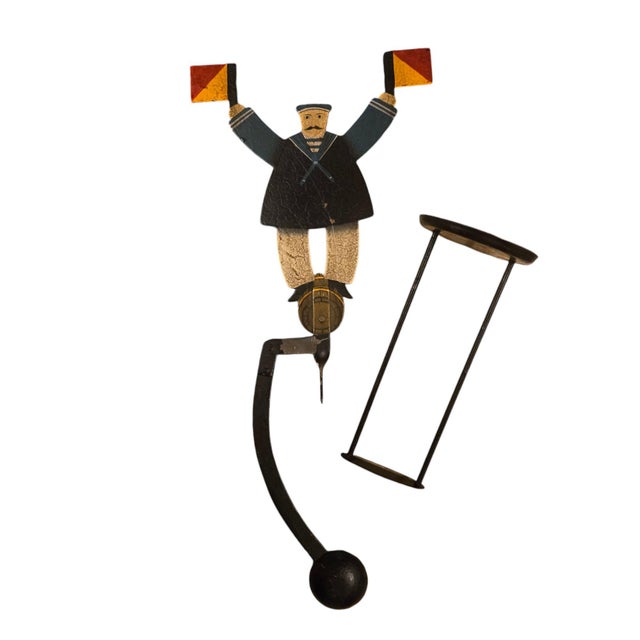 Metal 1980s Signal Sailor Metal Folk Art Sculpture Home Decor Balance Toy Beach House For Sale - Image 7 of 12