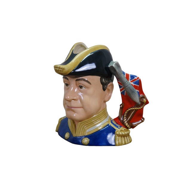 Large vintage Royal Doulton 7229 porcelain character jug of WWI Naval Commander Admiral John Jellicoe featuring a nautical...