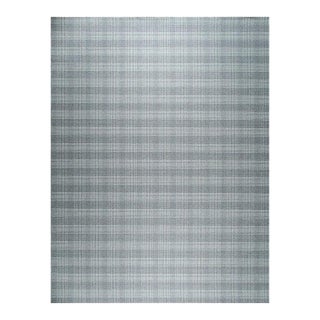 5x8 Gray Flat Weave Wool Subtle Plaid Geometric Modern Carpet Rug For Sale