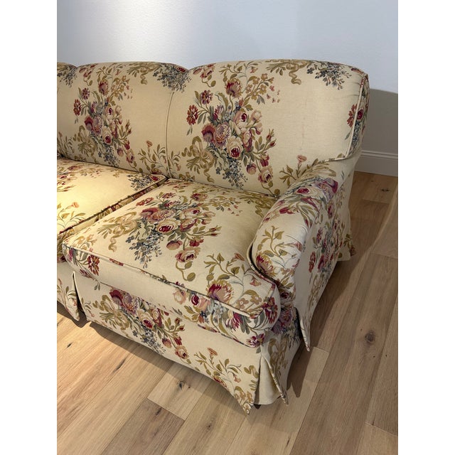 Transitional Custom Vintage Down Wrap Sofa in Ralph Lauren Tapestry Upholstery For Sale - Image 3 of 5