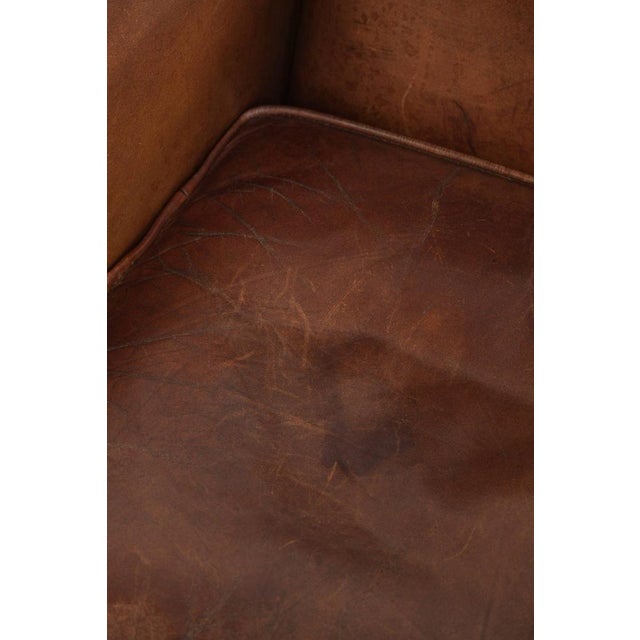 Dark Brown Sheepskin Wingback Lounge Chair For Sale - Image 9 of 14