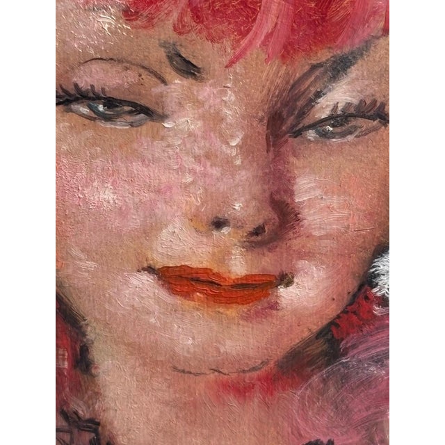 Pink Jean Gabriel Domergue, Portrait Composition, 1890s, Oil Painting on Panel, Framed For Sale - Image 8 of 9