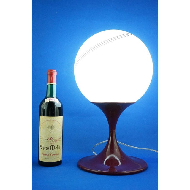 Vintage Italian Spherical Table Lamp in Opaline Glass by Elio Martinelli, 1940s For Sale - Image 12 of 18