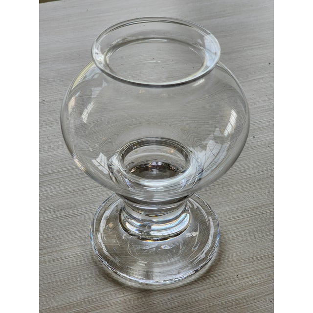 Transparent Pair of Vintage Crystal Glass Votive Hurricane Lamps For Sale - Image 8 of 10