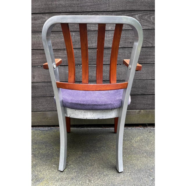 1940s Shaw Walker Aluminum and Wood Armchair, circa 1940 (for restoration) For Sale - Image 5 of 12