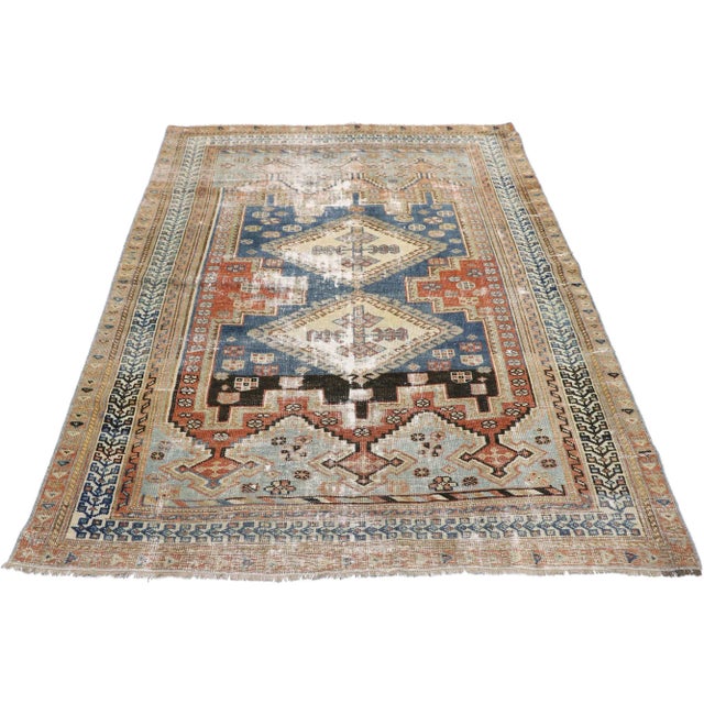 Tribal Antique Persian Shiraz Rug - 03'11 X 05'02 For Sale - Image 3 of 9