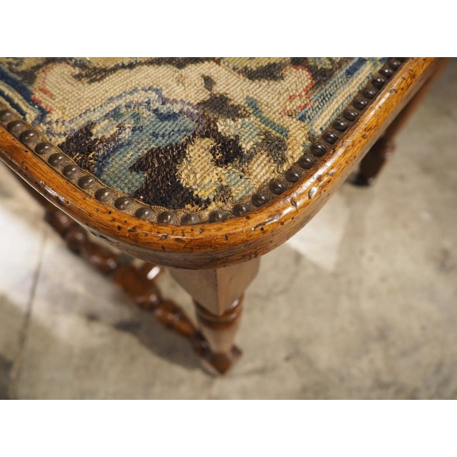 17th Century French Burgundian Walnut Side Table With 19th Century Needlework For Sale - Image 11 of 18