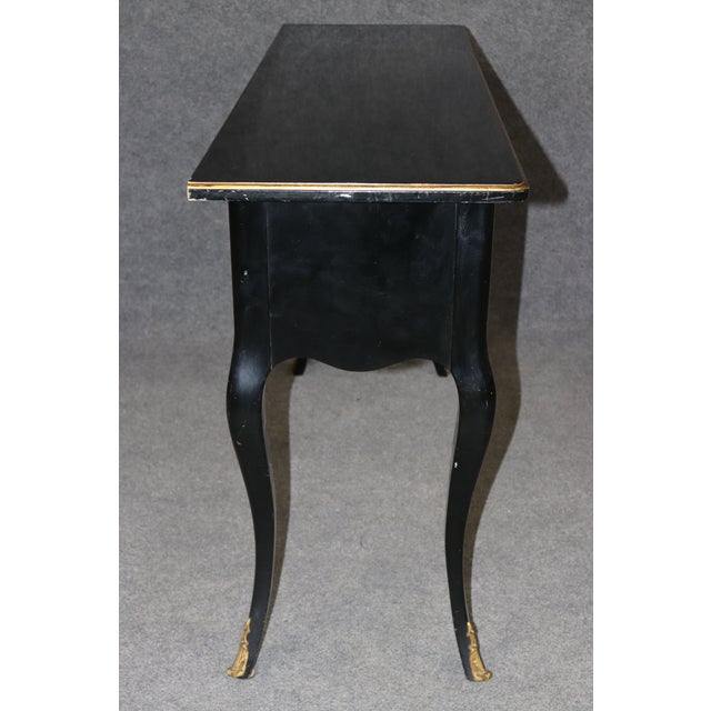 Wood Bodart French Ebonized Bronze Mounted Louis XV Style Console Table For Sale - Image 7 of 14