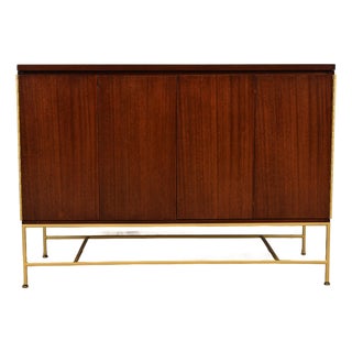 Paul McCobb Irwin Collection Mahogany and Brass Sideboard, Credenza, or Bar Cabinet, Newly Refinished For Sale