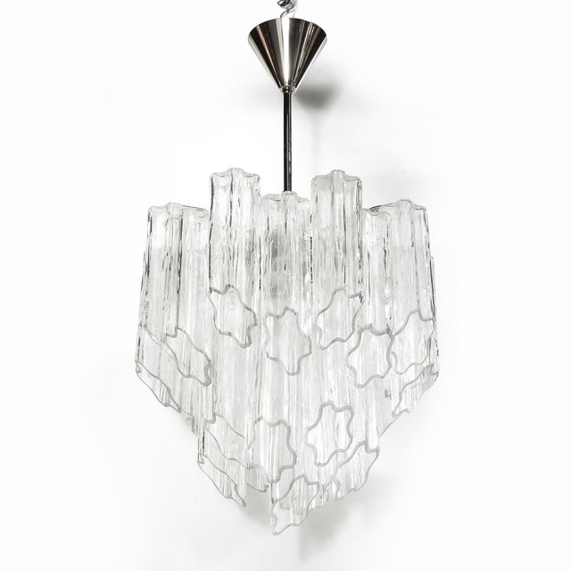 Mid-Century Modernist Hand-Blown Murano Angular Tronchi Glass Chandelier For Sale - Image 16 of 18