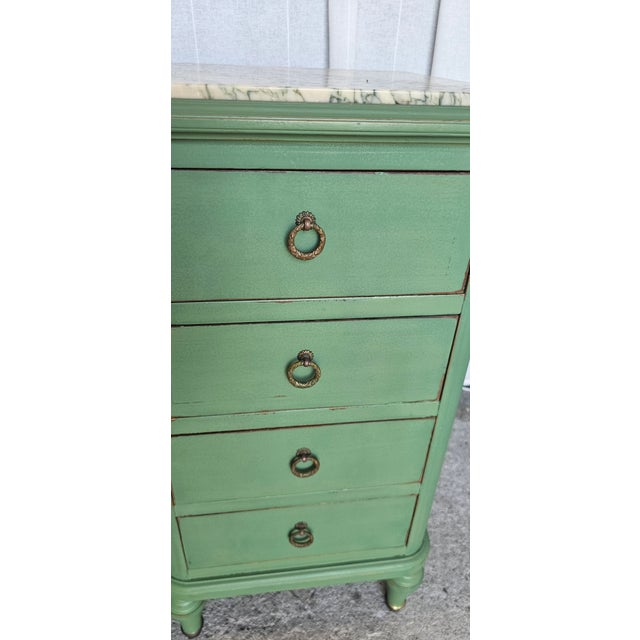 Vintage Pair of Nightstands, French Louis XVI Style Marble-Top For Sale - Image 15 of 18