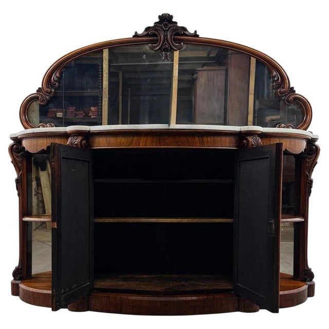 Antique English Mahogany Marble-Top Credenza, 1800s For Sale - Image 11 of 13