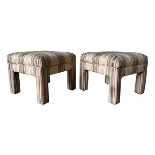 Pair of Mid-Century Modern Parsons Stools in the Style of Milo Baughman For Sale