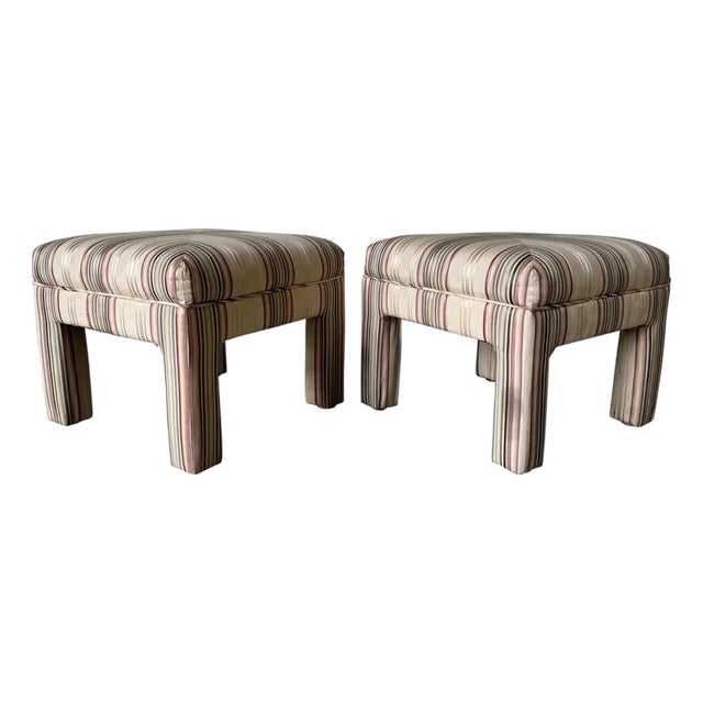 Pair of Mid-Century Modern Parsons Stools in the Style of Milo Baughman For Sale