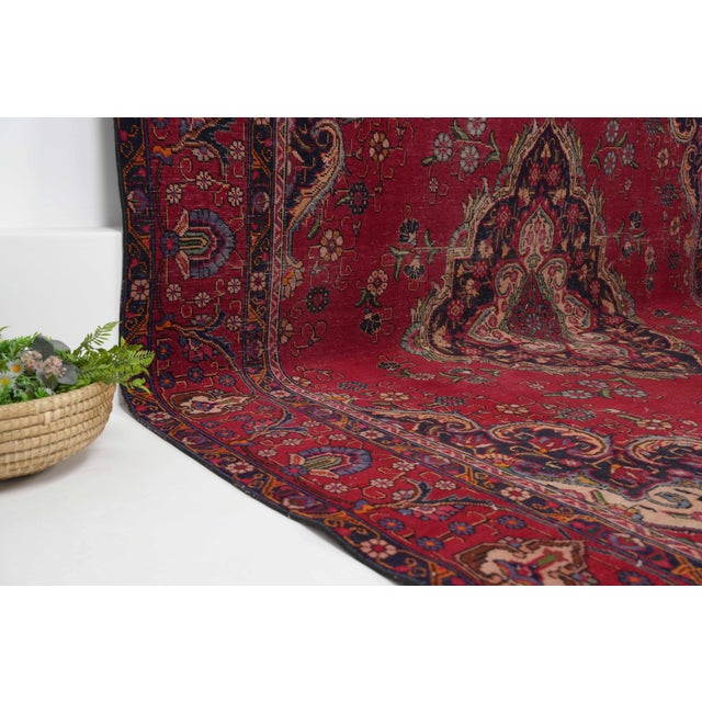 1970s Vintage Persian Handmade Wool 10x12 Red Area Rug For Sale - Image 11 of 11