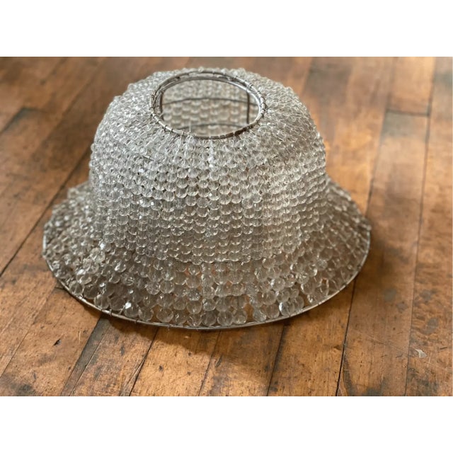 Antique French Chandelier Globe Basket with Glass Beads 4” dimeter at the top 8” tall Shade at the bottom 13.5”x 10.5