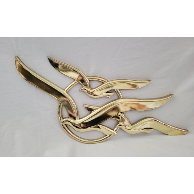 Mid-Century Modern 80s Syroco Gilted Flying Bird Wall Art Pair For Sale - Image 3 of 13