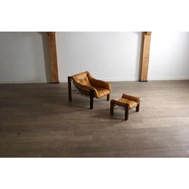 Amazonas Lounge Chair with Ottoman in Cognac Leather by Jean Gillon Brazil 1960s For Sale - Image 14 of 18