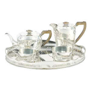 English Silver Plated Bone Handle Four Piece Tea / Coffee Service / Tray