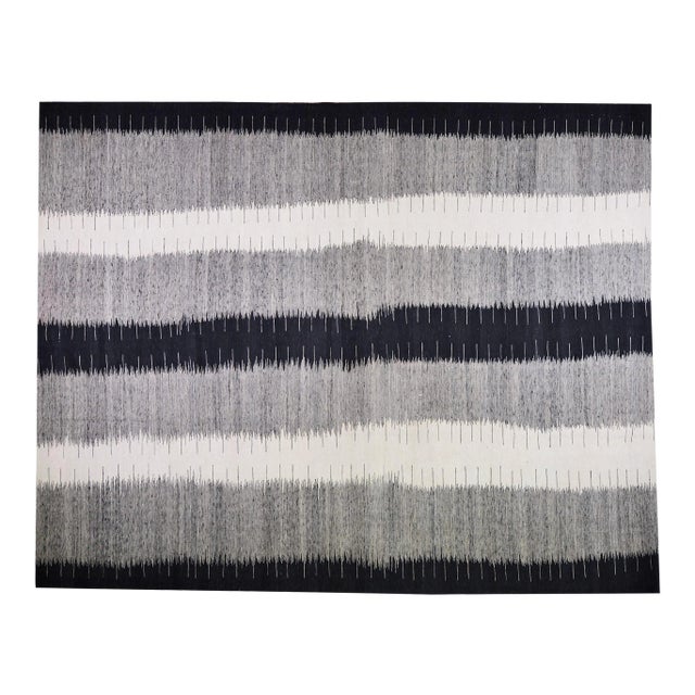 Vintage Mazandaran Natural Color Hand Made Organic Wool Tribal Kilim,10'x12'4" For Sale
