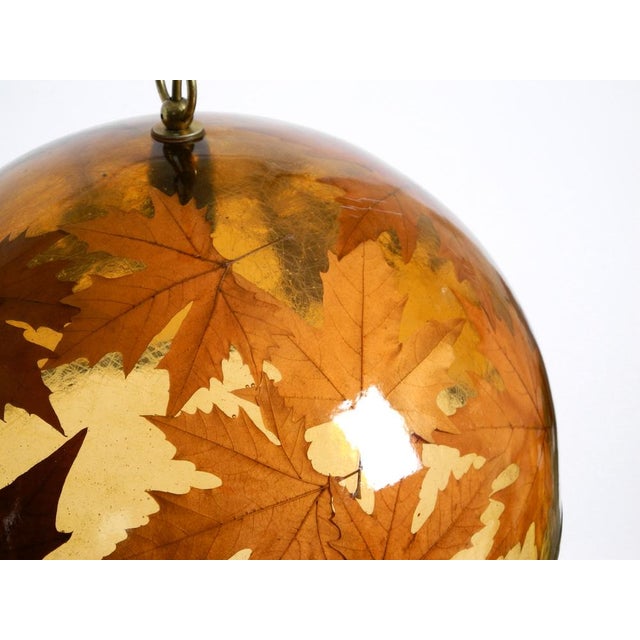 Large Italian Resin Pendant Lamp with Embedded Maple Leaves, 1970s For Sale - Image 14 of 18