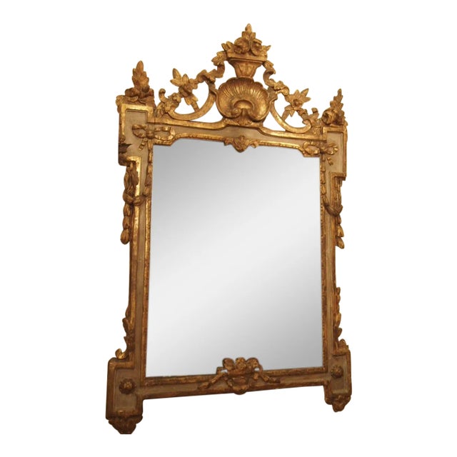 Period Louis XVI Mirror With a Shell Cartouche For Sale