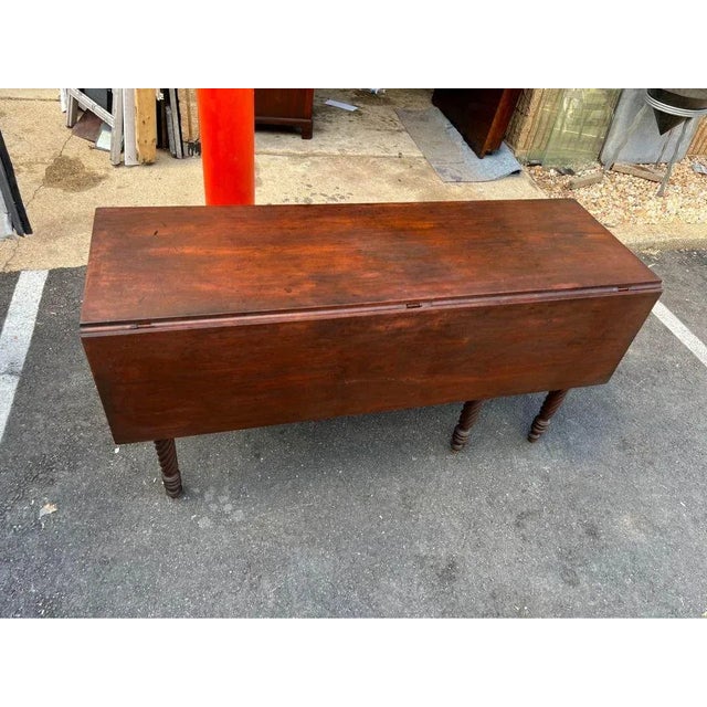 19th Century 19th Century Antique Twisted Leg Walnut Drop Leaf Table. For Sale - Image 5 of 12