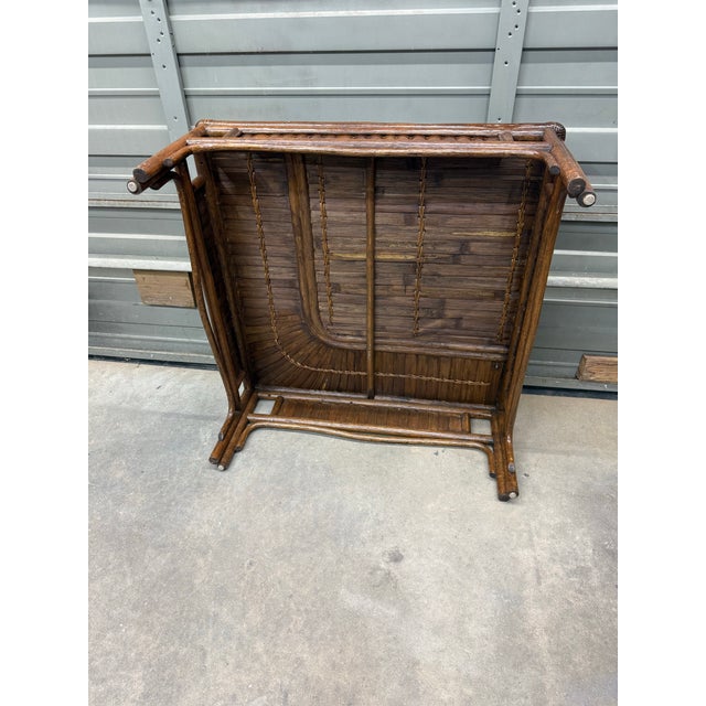 1970s Bamboo Rising Sun Square Coffee Table For Sale - Image 10 of 12