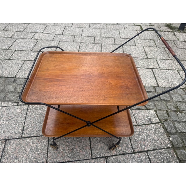 1960s Vintage String Bar Cart in Teak, 1960s For Sale - Image 5 of 8