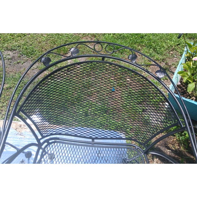 1950s Vintage 50s Russell Woodard Wrought Iron Mesh Barrel Armchairs - A Pair, Attributed For Sale - Image 5 of 9