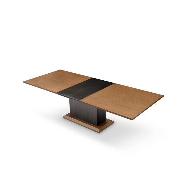 Modern Greg Sheres Style Walnut and Bronze Extension Dining Table For Sale - Image 4 of 6