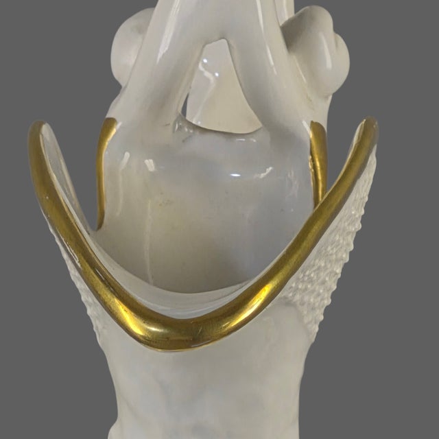 Elegant Neo-Classical Ewer Gilded White Ornate Figural Porcelain Capoimpero Ardald Italy For Sale - Image 14 of 16