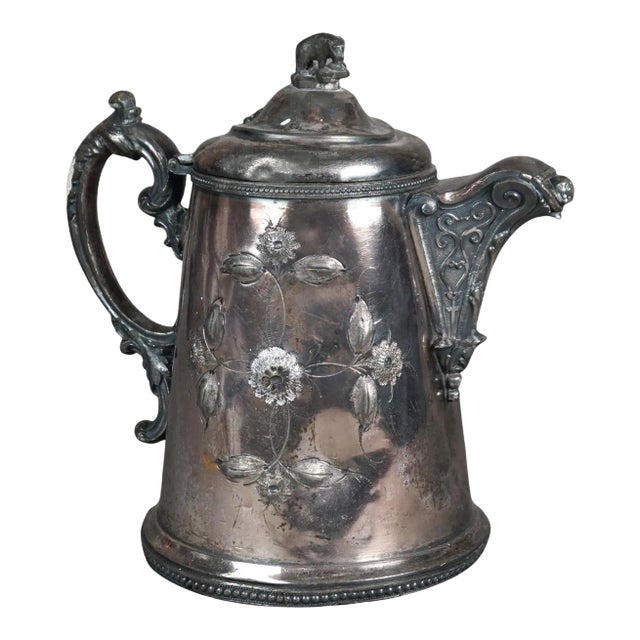 Antique Silver Plated Insulated Water Pitcher, Circa 1890 For Sale