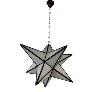 Extremely Rare Huge Asymmetric Moravian Star White Chandelier Midcentury Italy For Sale