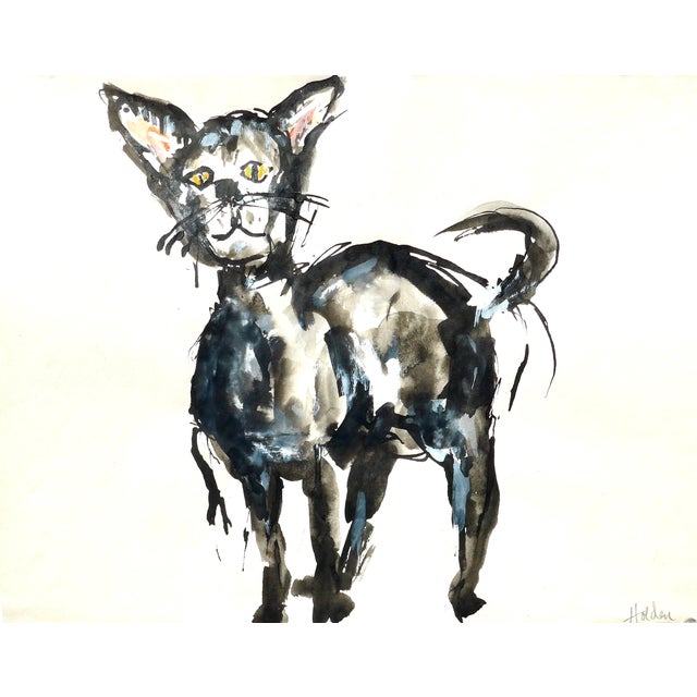 2020s Martha Holden "Black Cat" Contemporary Ink Drawing For Sale - Image 5 of 6