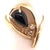 Modern 14 Karat Onyx and Diamond Yellow Gold Ring Freeform 0.03 TDW, Size 6.5 For Sale - Image 3 of 11