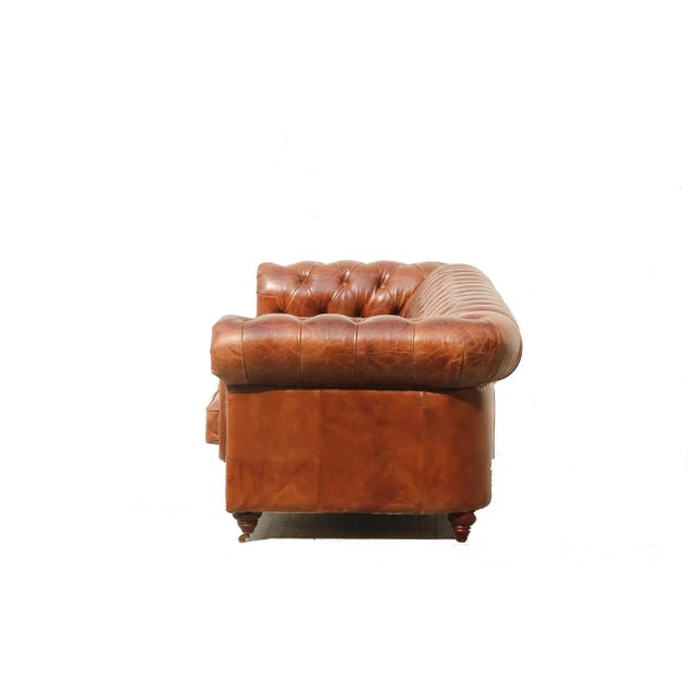 2020s Pasargad Home Genuine Leather Chester Bay Tufted Sofa For Sale - Image 5 of 8