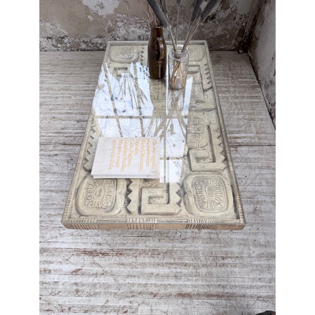 Ceramic Coffee Table with Carved Stone, 1950s For Sale - Image 16 of 18