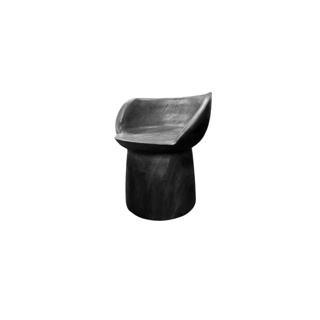 Wood Sculptural Suar Wood Chair Burnt Finish, Modern Organic For Sale - Image 7 of 8