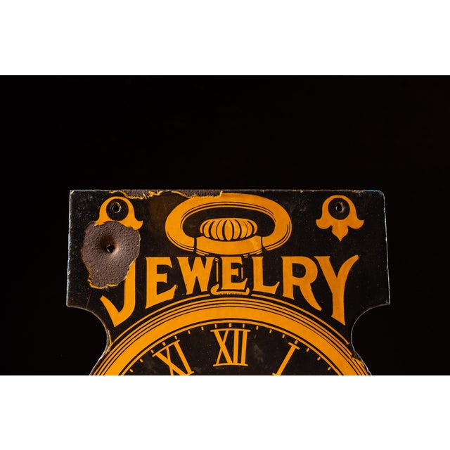 Antique Jewelry and Watch Repair Double-Sided Porcelain Sign For Sale In Chicago - Image 6 of 8
