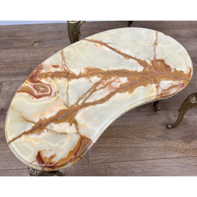 Vintage French Nested Tables in Marble, Onyx, and Brass, Set of 3 For Sale - Image 10 of 18