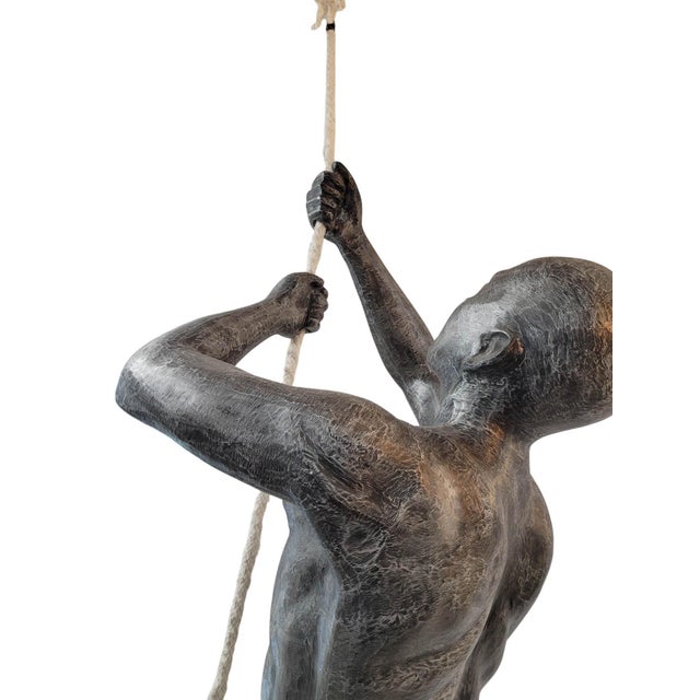 7 Feet Tall Contemporary Cast Aluminum "Climbing Man" Suspended Sculpture For Sale - Image 12 of 17