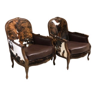 Ralph Lauren Frame Rustic Modern Cowhide Accent Chairs- a Pair For Sale