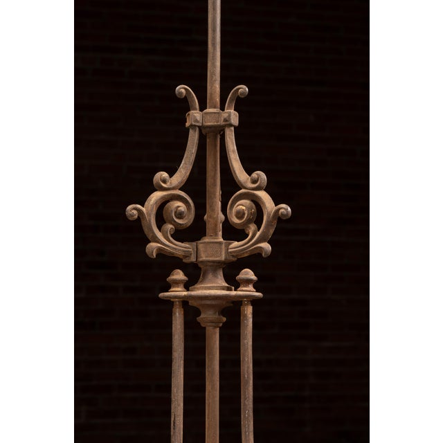 Greige Antique Cast Iron Gothic Revival Three-Light Chandelier For Sale - Image 8 of 13