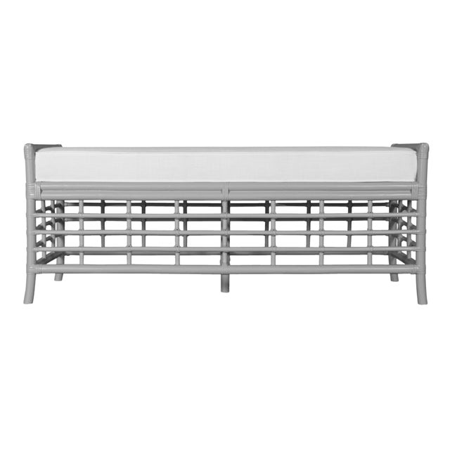 Wood Luna Bench - Light Gray For Sale - Image 7 of 7