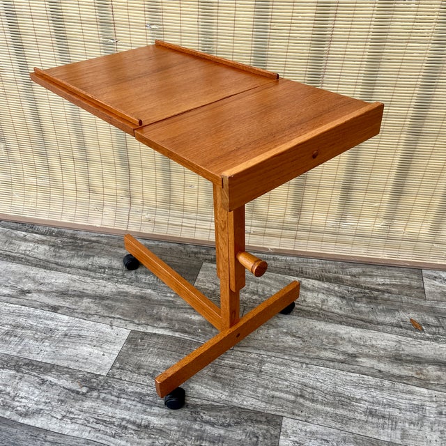 Vintage Mid-Century Modern Danish Adjustable Rolling Tray Table / Cart. Circa 1970s For Sale - Image 17 of 17