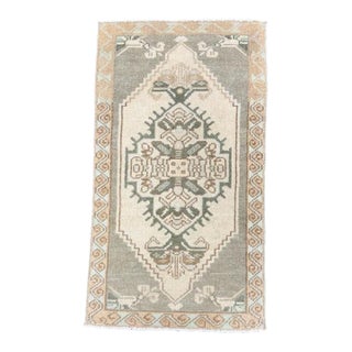 Turkish Mini Rug Oriental Hand Knotted Vintage Rug 1'6" x 3' #17751 For Sale