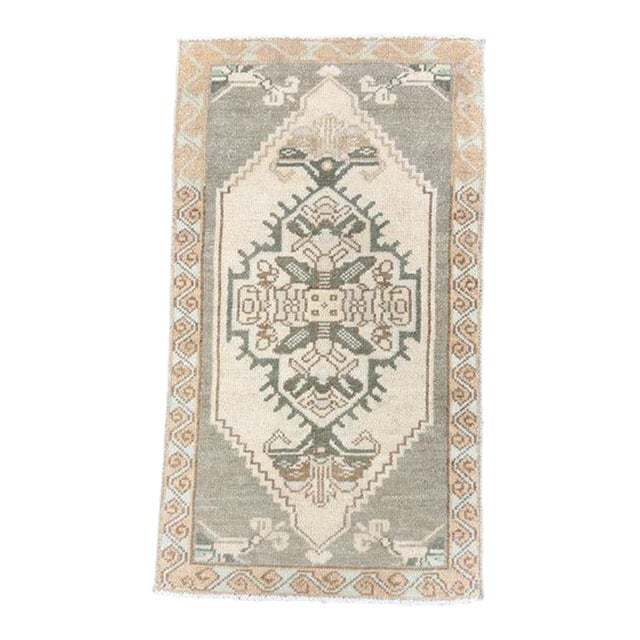 Turkish Mini Rug Oriental Hand Knotted Vintage Rug 1'6" x 3' #17751 For Sale